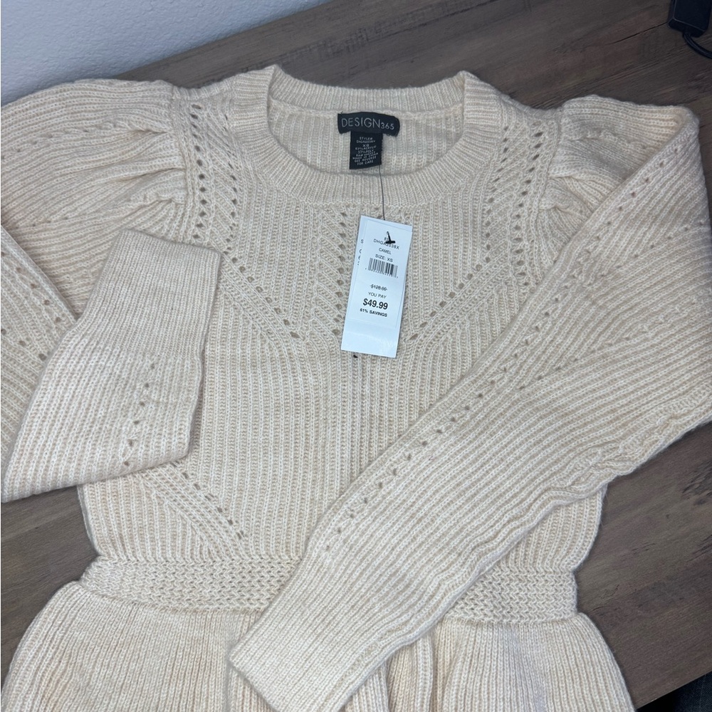Designs 49 Women's Cream Crew Neck Sweater